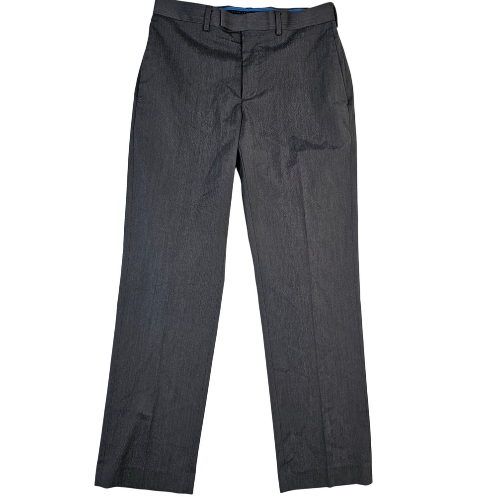 Mens Charcoal Gray Stretch Flat Front Dress Pants 30x30 Straight Leg Trousers